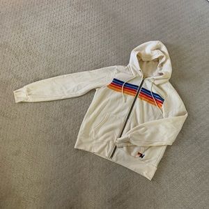 Aviator Nation Vintage White Five Stripes Hoodie, worn once